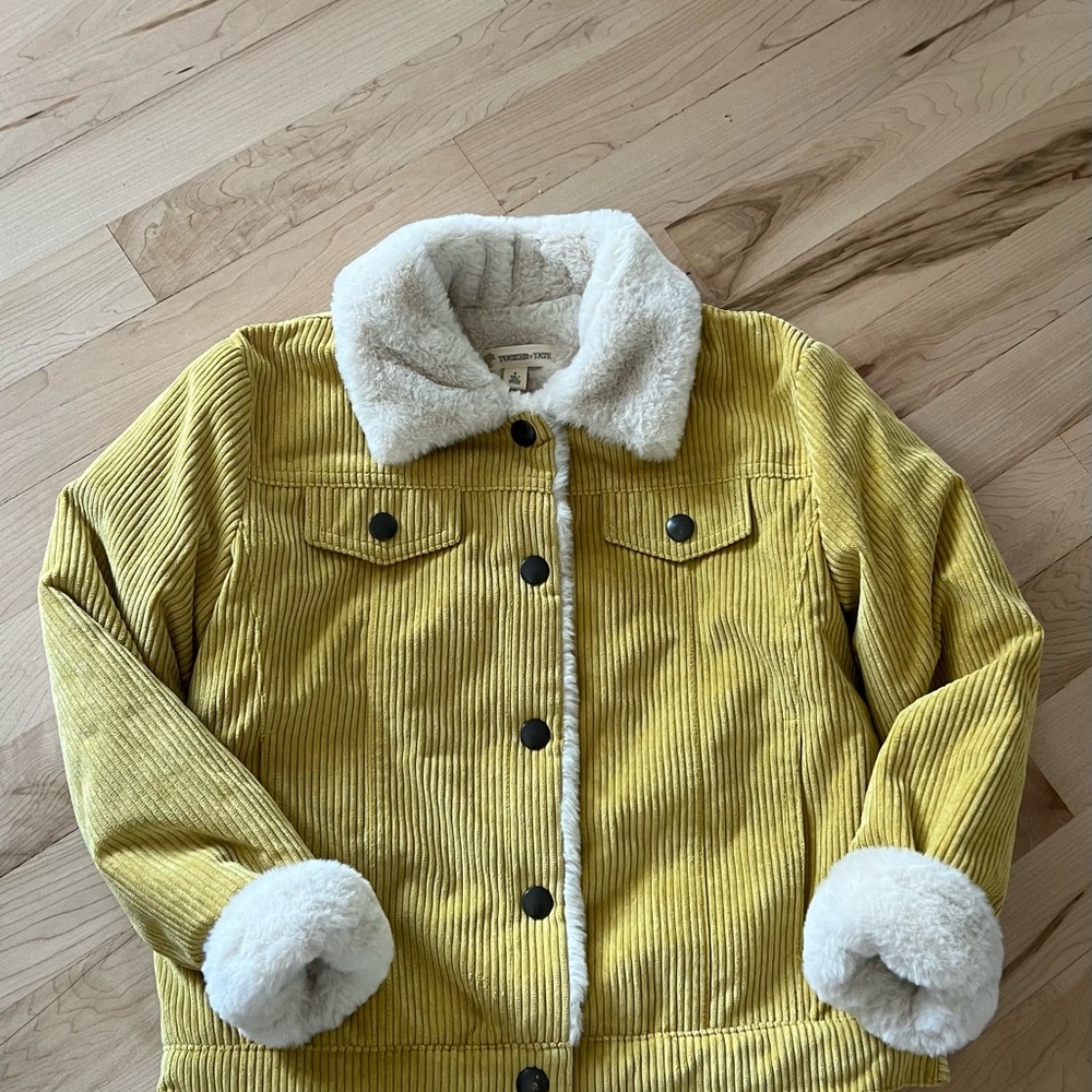 Yellow Corduroy Jacket with White Sherpa Lining